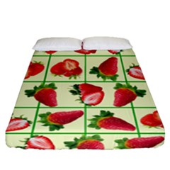 Strawberries Pattern Fitted Sheet (queen Size) by SuperPatterns