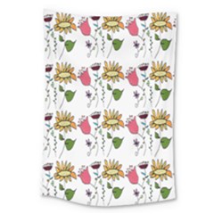 Handmade Pattern With Crazy Flowers Large Tapestry by BangZart