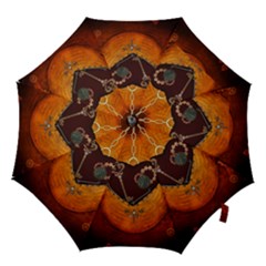 Steampunk, Heart With Gears, Dragonfly And Clocks Hook Handle Umbrellas (small) by FantasyWorld7