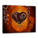 Steampunk, Heart With Gears, Dragonfly And Clocks Canvas 20  x 16  View1