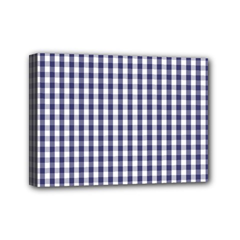 Usa Flag Blue Large Gingham Check Plaid  Mini Canvas 7  X 5  by PodArtist
