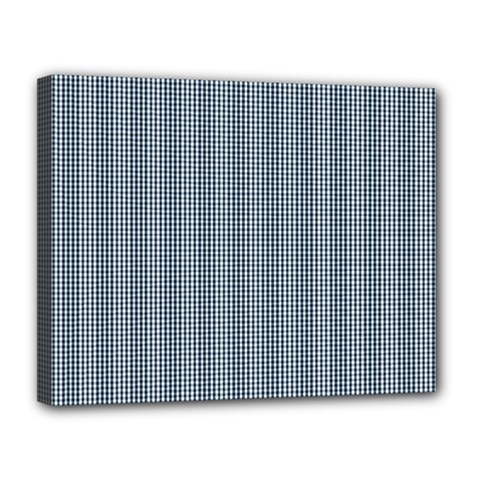Silent Night Blue Mini Gingham Check Plaid Canvas 14  X 11  by PodArtist