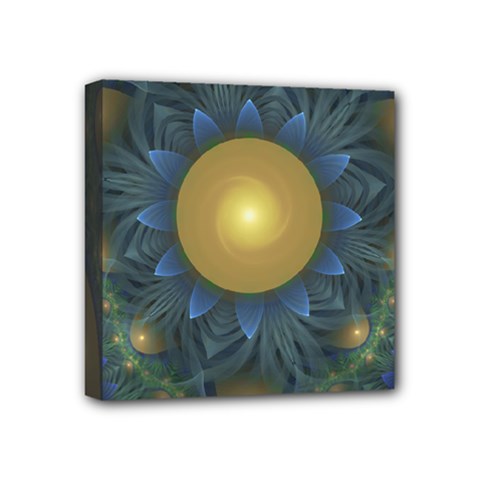 Beautiful Orange & Blue Fractal Sunflower Of Egypt Mini Canvas 4  X 4  by jayaprime