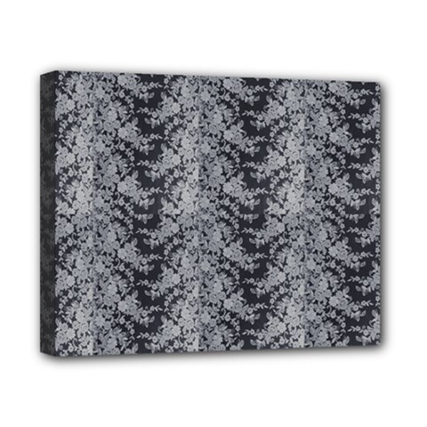 Black Floral Lace Pattern Canvas 10  X 8  by paulaoliveiradesign