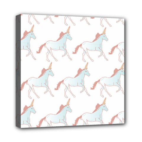 Unicorn Pattern Mini Canvas 8  X 8  by paulaoliveiradesign
