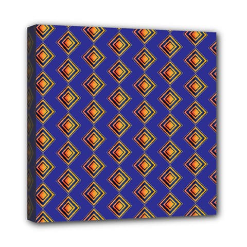 Blue Geometric Losangle Pattern Mini Canvas 8  X 8  by paulaoliveiradesign