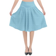 Blue Pattern Flared Midi Skirt by paulaoliveiradesign