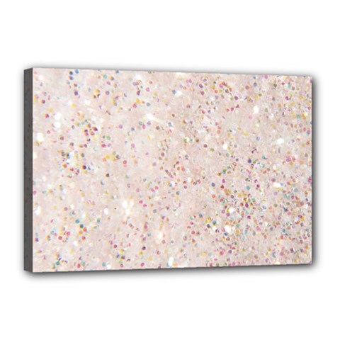 White Sparkle Glitter Pattern Canvas 18  X 12  by paulaoliveiradesign