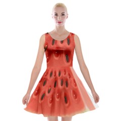Piece Of Watermelon Velvet Skater Dress by BangZart