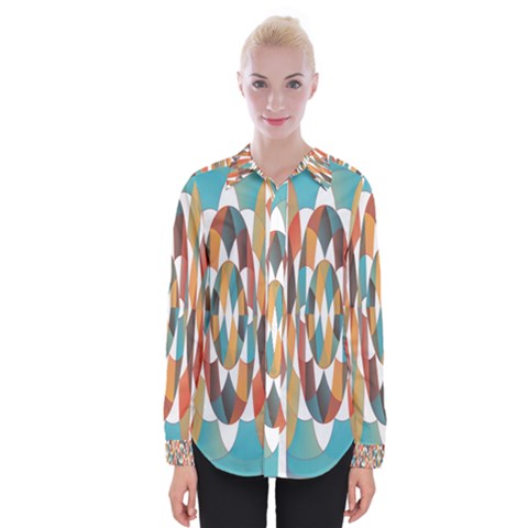 Colorful Geometric Abstract Womens Long Sleeve Shirt by linceazul