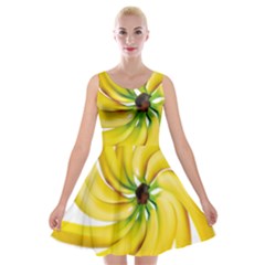 Bananas Decoration Velvet Skater Dress by BangZart