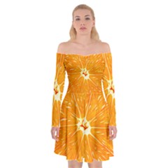 Orange Slice Off Shoulder Skater Dress by BangZart