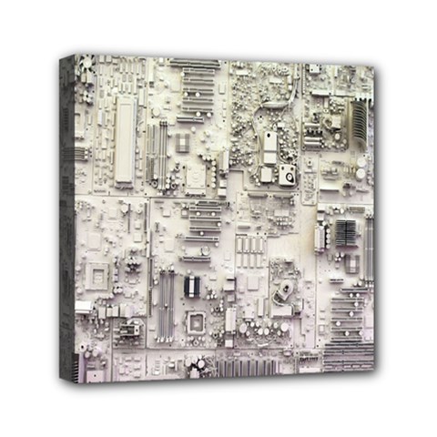 White Technology Circuit Board Electronic Computer Mini Canvas 6  X 6  by BangZart