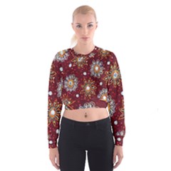 India Traditional Fabric Cropped Sweatshirt by BangZart