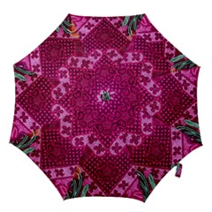 Pink Batik Cloth Fabric Hook Handle Umbrellas (medium) by BangZart