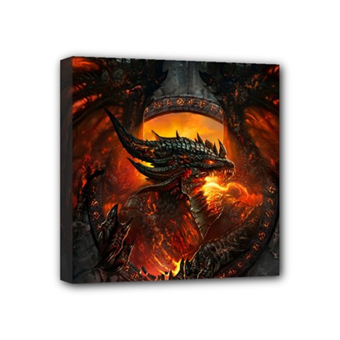 Dragon Legend Art Fire Digital Fantasy Mini Canvas 4  X 4  by BangZart