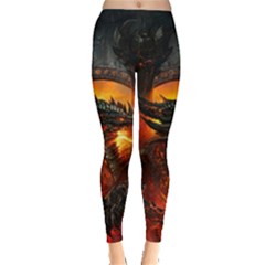 Dragon Legend Art Fire Digital Fantasy Leggings  by BangZart