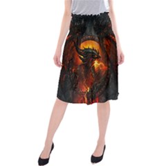Dragon Legend Art Fire Digital Fantasy Midi Beach Skirt by BangZart