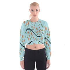 Branch Floral Flourish Flower Cropped Sweatshirt by Nexatart