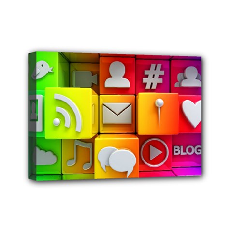 Colorful 3d Social Media Mini Canvas 7  X 5  by BangZart