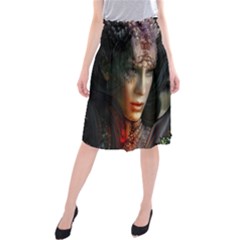Digital Fantasy Girl Art Midi Beach Skirt by BangZart