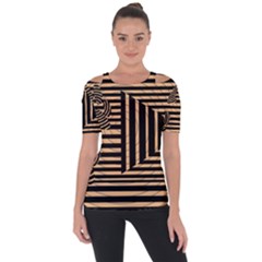 Wooden Pause Play Paws Abstract Oparton Line Roulette Spin Short Sleeve Top by BangZart