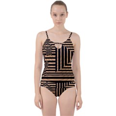 Wooden Pause Play Paws Abstract Oparton Line Roulette Spin Cut Out Top Tankini Set by BangZart