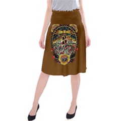 Tattoo Art Print Traditional Artwork Lighthouse Wave Midi Beach Skirt by BangZart