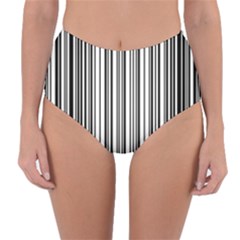 Barcode Pattern Reversible High-waist Bikini Bottoms by BangZart