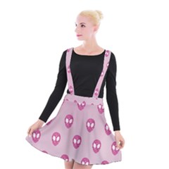 Alien Pattern Pink Suspender Skater Skirt by BangZart