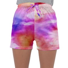 Colorful Abstract Pink And Purple Pattern Sleepwear Shorts by paulaoliveiradesign