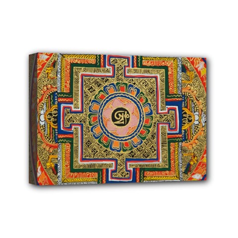 Asian Art Mandala Colorful Tibet Pattern Mini Canvas 7  X 5  by paulaoliveiradesign