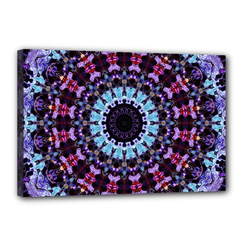 Kaleidoscope Mandala Purple Pattern Art Canvas 18  X 12  by paulaoliveiradesign