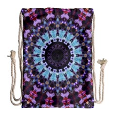 Kaleidoscope Mandala Purple Pattern Art Drawstring Bag (large) by paulaoliveiradesign