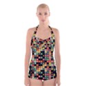 Colors On Black Boyleg Halter Swimsuit  View1