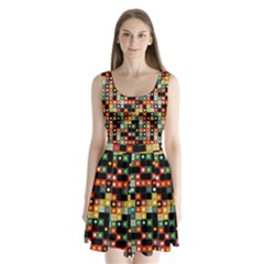 Colors On Black Split Back Mini Dress  by linceazul
