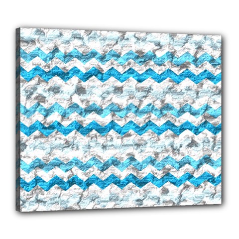 Baby Blue Chevron Grunge Canvas 24  X 20  by designworld65