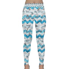 Baby Blue Chevron Grunge Classic Yoga Leggings by designworld65