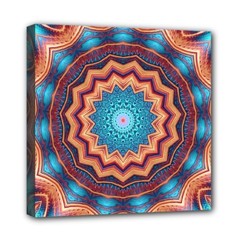 Blue Feather Mandala Mini Canvas 8  X 8  by designworld65