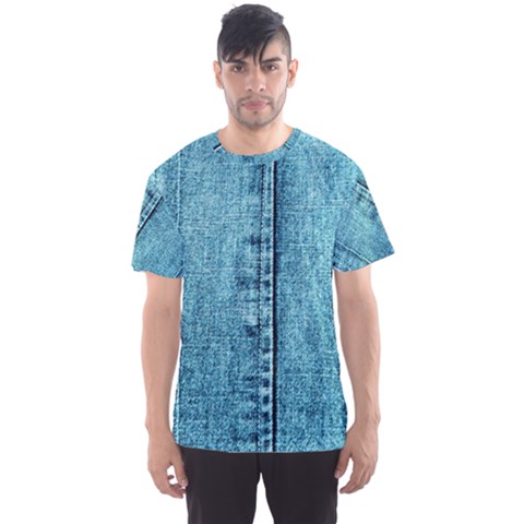 Denim Jeans Fabric Texture Men s Sports Mesh Tee by paulaoliveiradesign