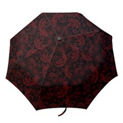 Dark Red Flourish Folding Umbrellas by gatterwe