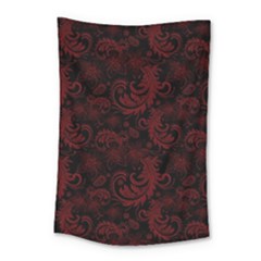 Dark Red Flourish Small Tapestry by gatterwe