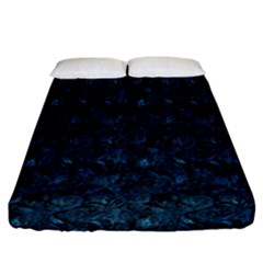 Blue Flower Glitter Look Fitted Sheet (california King Size) by gatterwe