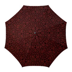 Red Glitter Look Floral Golf Umbrellas by gatterwe