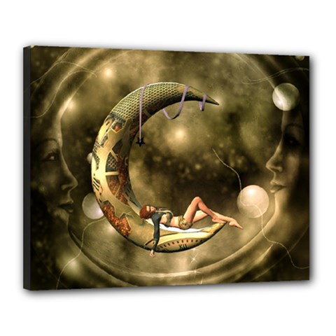 Steampunk Lady  In The Night With Moons Canvas 20  X 16  by FantasyWorld7