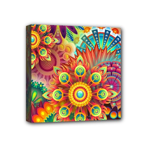 Colorful Abstract Pattern Kaleidoscope Mini Canvas 4  X 4  by paulaoliveiradesign