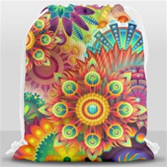 Colorful Abstract Pattern Kaleidoscope Drawstring Bag (large) by paulaoliveiradesign