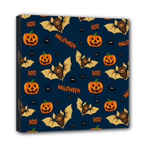 Bat, Pumpkin And Spider Pattern Mini Canvas 8  X 8  by Valentinaart