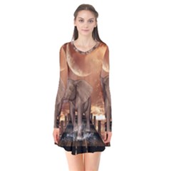Cute Baby Elephant On A Jetty Flare Dress by FantasyWorld7