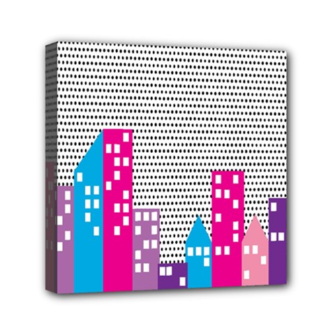 Building Polka City Rainbow Mini Canvas 6  X 6  by Mariart